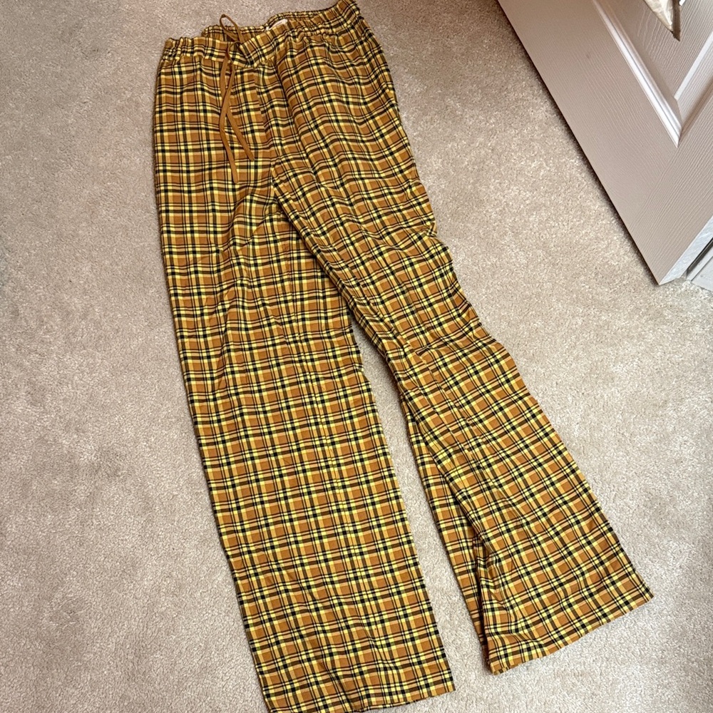 Urban Outfitters Wide Leg Yellow Plaid Pants